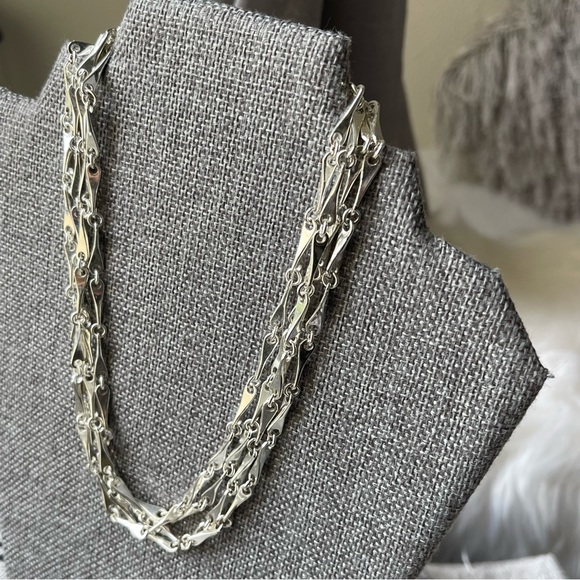 GIVENCHY |Small Bar Link Chain Silver Tone Multi-Strand 16" Long Necklace - Picture 11 of 16